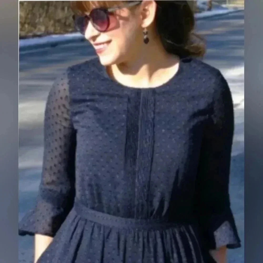 Women's Banana Republic Flutter‎ Sleeve Dress, Navy Blue, Size 6, PreOwned